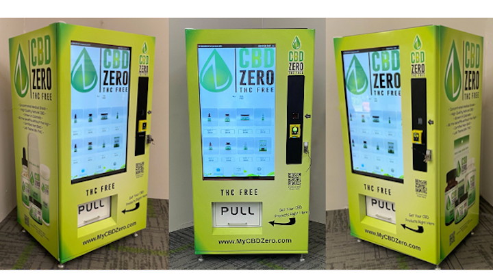 CBD Zero vending machines, provided by Passive CBD Vending, feature a climate control system and interactive 49” touchscreen. Machines are equipped with a credit card and touchless payment system from Nayax, which also supports backend management, including inventory and age verification.