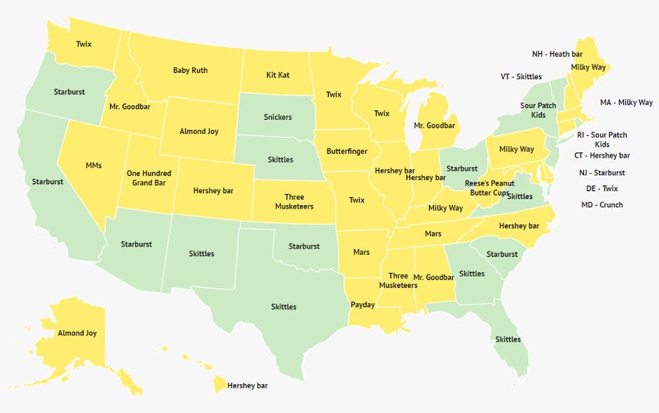 Career search firm Zippia tapped into Google Trends data to find each state&apos;s favorite candy.