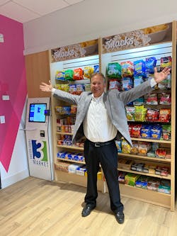 Jim Evans celebrates opening of latest micro market installation, which opened in mid-July at New Jersey's RB Manufacturing. Jim Evans celebrates opening of latest micro market installation, which opened in mid-July at New Jersey's RB Manufacturing.