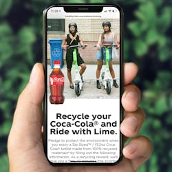 As Sip Sized 100% rPET bottles become available nationwide, Coca-Cola is championing another way for consumers to lighten their environmental footprint: free e-scooter rides from Lime.