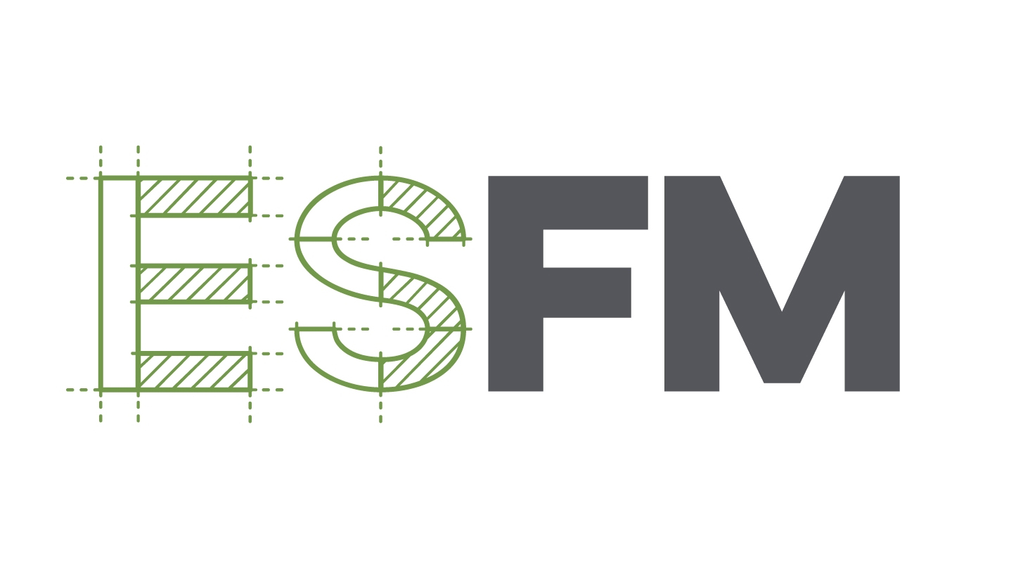 The new logo highlights &ldquo;ES&rdquo; first with a font style replicating an office blueprint in green to reflect ESFM&rsquo;s sustainable business practices that support clients&rsquo; healthy building initiatives and corporate social responsibility commitments.