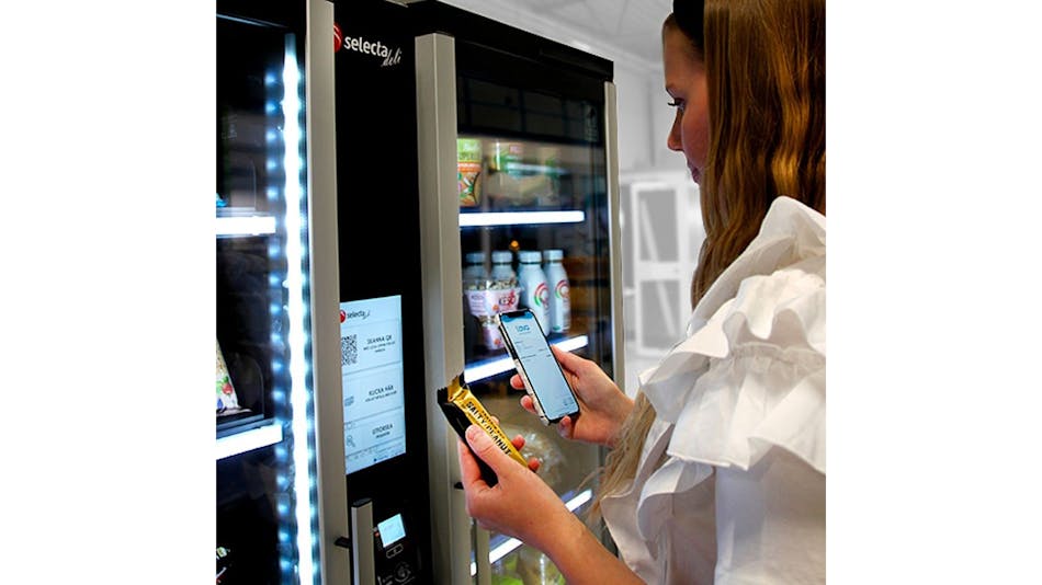 Pictured above is a Selecta vending machine equipped with contactless payment capabilities by Fiserv.