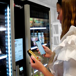 Pictured above is a Selecta vending machine equipped with contactless payment capabilities by Fiserv.