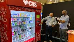 Swyft chief executive Gower Smith demonstrates vending platform with CVS branding. Swyft chief executive Gower Smith demonstrates vending platform with CVS branding.