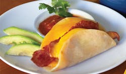 Cheesewich's keto-friendly Breakfast Taco is made with turkey bacon, colby jack cheese, an egg patty and flour tortilla. Cheesewich's keto-friendly Breakfast Taco is made with turkey bacon, colby jack cheese, an egg patty and flour tortilla.