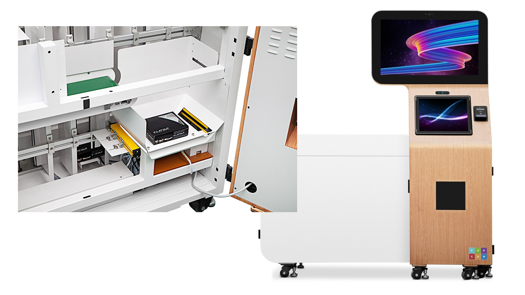 The PopShop can hold up to 360 items, selling 24 different products. With the maximum-sized products (12&rdquo; L. x 12&rdquo; W. x 4&rdquo; D.), it can hold 24 items with 8 different products. With the smallest size products (4&rdquo; L. x 3&rdquo; W. x 1&rdquo; D.), it can hold up to 360 SKUs.