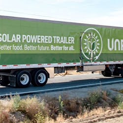 UNFI this year added 53 all-electric transport refrigerated trailer units to its truck fleet at its distribution center in Riverside, CA. Trucks feature a high-efficiency refrigeration system powered by roof-mounted solar photovoltaic panels.