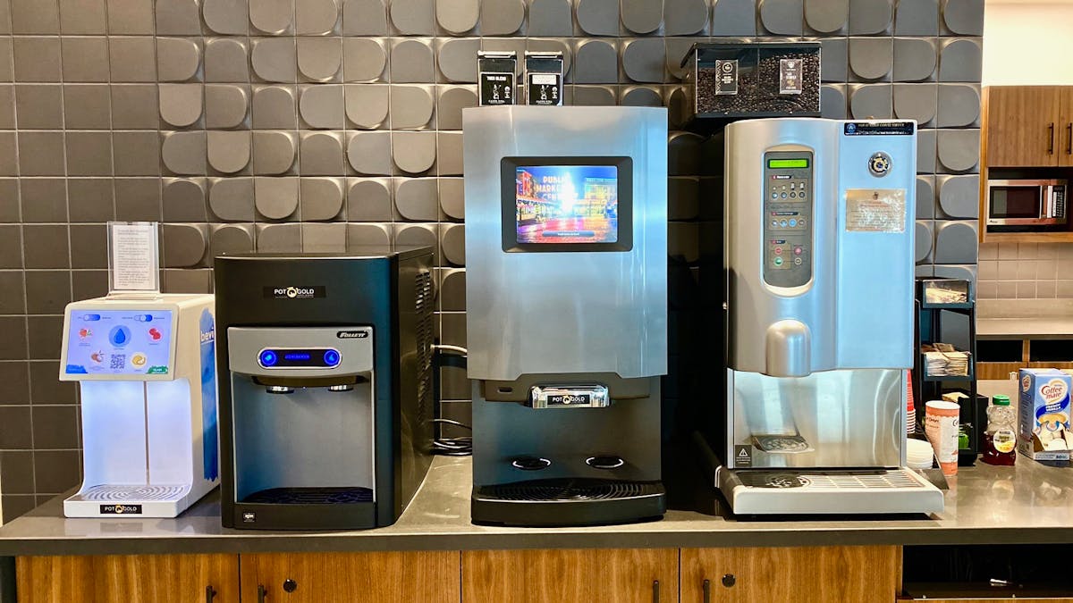 Pot O&rsquo; Gold installation features Bevi&rsquo;s countertop smart water dispenser.