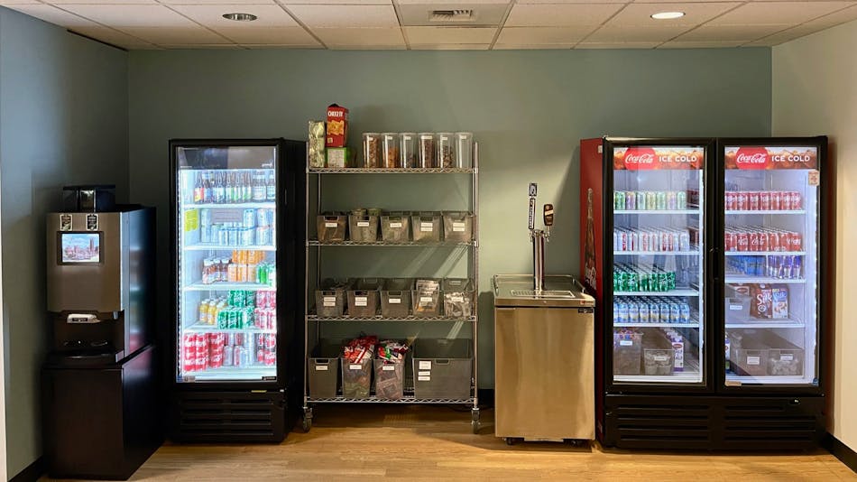 Pot O&rsquo; Gold takes pride in offering breakrooms a wide range of commercial appliances, including an alcohol keg, pictured here.