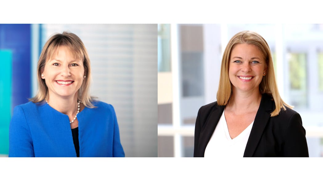 Shelley Roberts (l.) has been promoted to chief commercial officer. Kathinka Friis-M&oslash;ller (r.) advances to regional managing director for Europe and the Middle East.