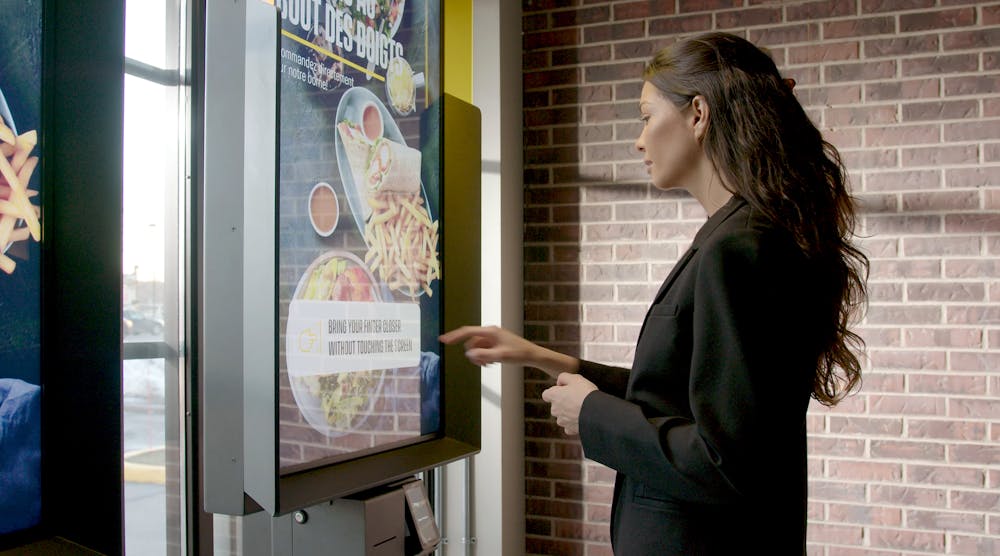 Interactive kiosk combining Samsung digital signage and AIRxTouch technology debuts at St-Hubert restaurant locations in Quebec.