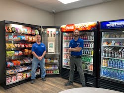 Josh and Chuck Giambra at the official opening of their first micro market in 2021. Its success has set their sights on pursuing more locations for the self-checkout stores. Josh and Chuck Giambra at the official opening of their first micro market in 2021. Its success has set their sights on pursuing more locations for the self-checkout stores.
