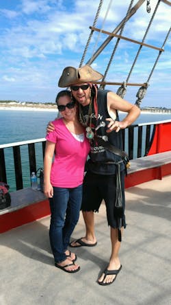 Josh Giambra and his wife, Christy. Giambra worked as a pirate on an adventure-themed cruise ship and pizza delivery driver while he grew his vending business.
