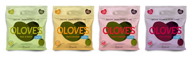 Oloves Marinated Pitted Olive Snacks are available in 1.1-oz. packages.