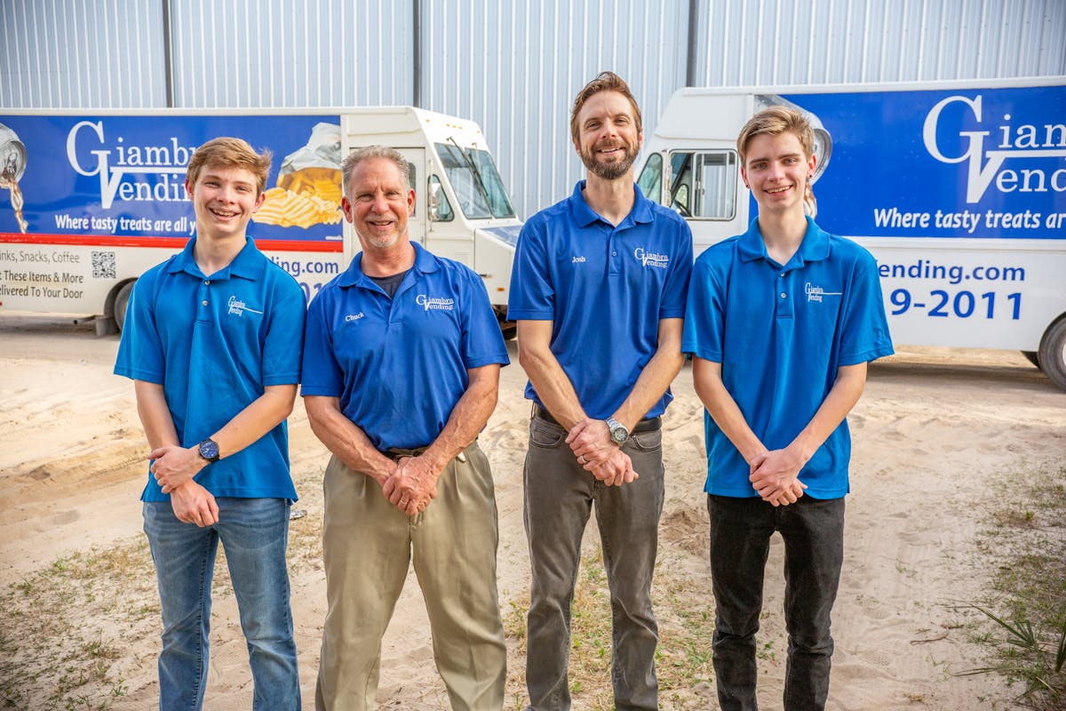 The Giambra Vending family (from left to right): Thomas, Chuck, Josh and Kaden.