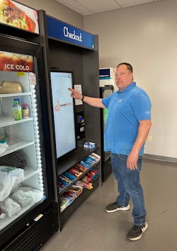 Jerry Schreiner checks in on one of the company’s 80 micro markets. Jerry Schreiner checks in on one of the company’s 80 micro markets.