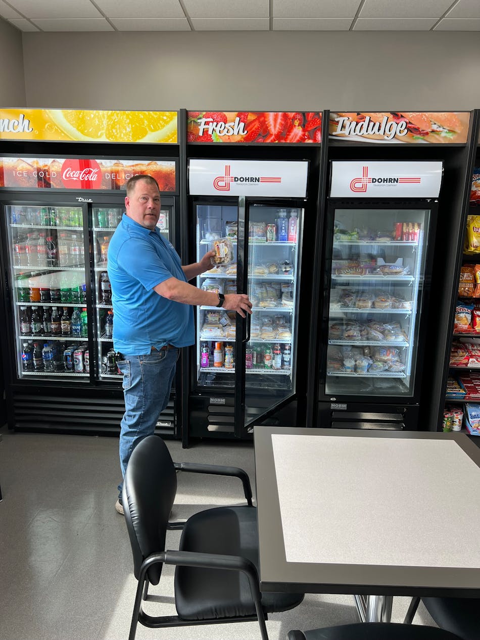 Jerry Schreiner checks in on one of the company&rsquo;s 80 micro markets, which features the location&rsquo;s name to create an inviting, personalized atmosphere for its employees.