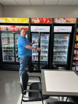 Jerry Schreiner checks in on one of the company&rsquo;s 80 micro markets, which features the location&rsquo;s name to create an inviting, personalized atmosphere for its employees.