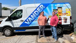 Vander Vending founder Jerry Schreiner (right) credits son Cade Ridenour (left) and other young managers for embracing technology to catapult the company to new heights. Vander Vending founder Jerry Schreiner (right) credits son Cade Ridenour (left) and other young managers for embracing technology to catapult the company to new heights.