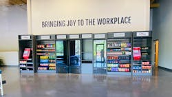 Seventh Wave stages all of its micro markets in-house before installation. This one is headed to Six Flags Over Georgia. Seventh Wave stages all of its micro markets in-house before installation. This one is headed to Six Flags Over Georgia.