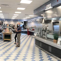 Tom Bach presents options to a client considering closing their full-service cafeteria and replacing it with a Sirness micro market during the pandemic. Tom Bach presents options to a client considering closing their full-service cafeteria and replacing it with a Sirness micro market during the pandemic.