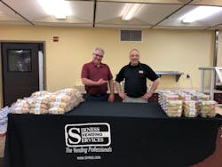 Bob Vanderven and Carlo Cardinale present a food demonstration and sampling for a prospective client. Bob Vanderven and Carlo Cardinale present a food demonstration and sampling for a prospective client.