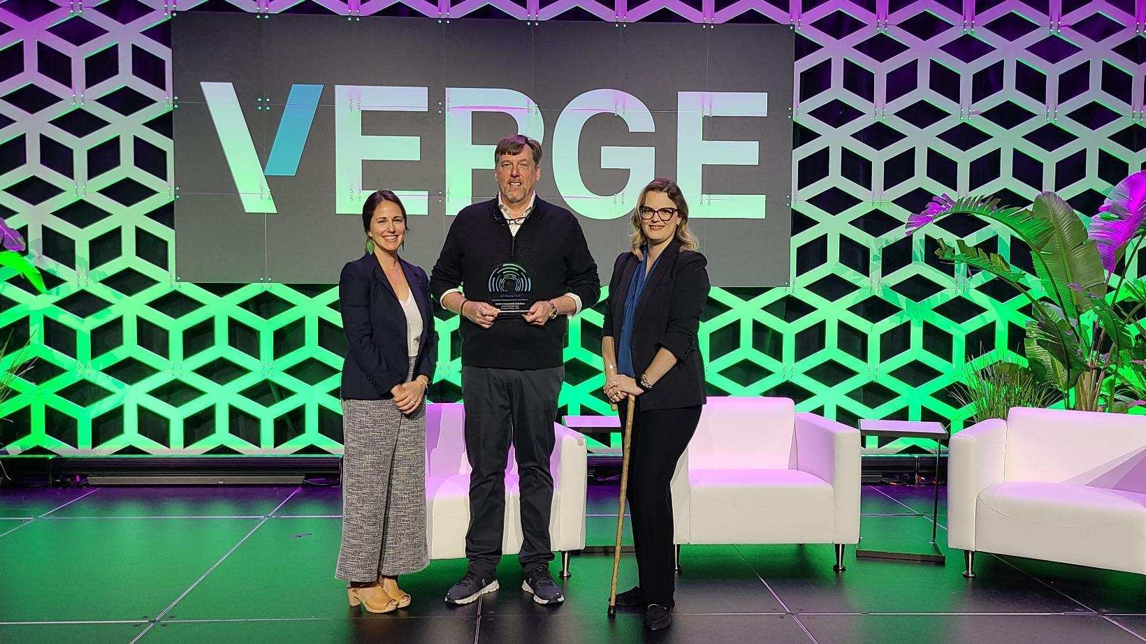 From left to right: Emily Tipaldo, US Plastics Pact Executive Director; Michael Sands, Smile Compostable Solutions CEO; and Ashley C Hall, Sustainable Packaging Lead for Walmart.