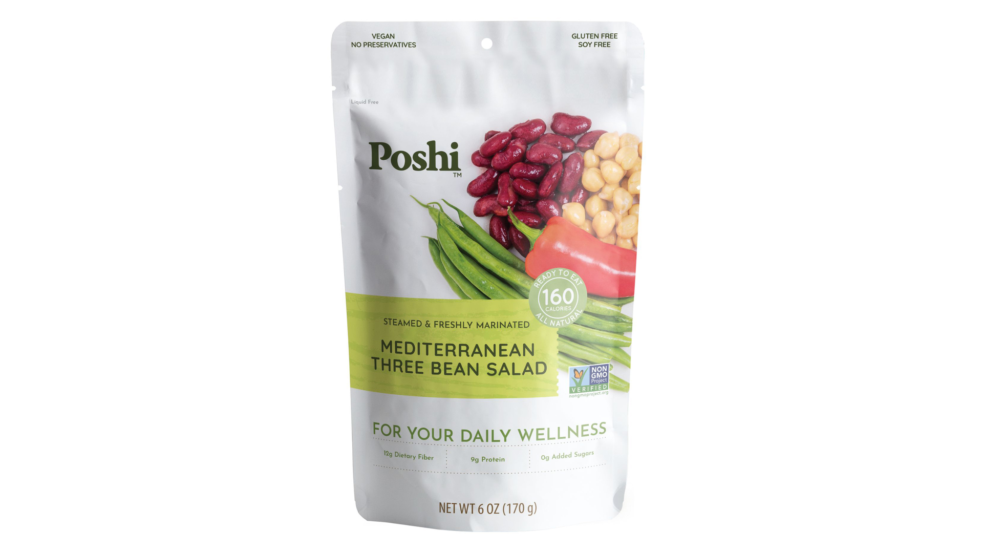 Poshi Mediterranean Three Bean Salad6oz Front