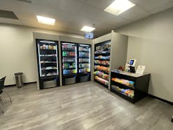 Executive Refreshments customizes each micro market to individual locations with the help of proven suppliers, including Coolblu coolers, Fixturelite shelving and 365&apos;s PicoMarket self-checkout kiosk showcased here.