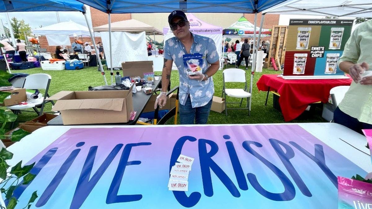 Snack-entrepreneur Dave Shammas of Ferndale, Mich., owner of Live Crispy, an all-natural dehydrated fruit treat won the grand prize in the 2023 MI Snack Competition.