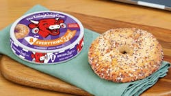 The Laughing Cow Everything Bagel Style combines the savory flavors of garlic, sesame and poppy seed found in an everything bagel. The Laughing Cow Everything Bagel Style combines the savory flavors of garlic, sesame and poppy seed found in an everything bagel.