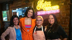Evelyn Barahona (United States Hispanic Chamber of Commerce), Stephanie Beatriz, Maria Gonzalez (owner, Bistró Casa Azul), and Esperanza Teasdale (PepsiCo), gather to kick off year three of the Jefa-Owned campaign. Evelyn Barahona (United States Hispanic Chamber of Commerce), Stephanie Beatriz, Maria Gonzalez (owner, Bistró Casa Azul), and Esperanza Teasdale (PepsiCo), gather to kick off year three of the Jefa-Owned campaign.