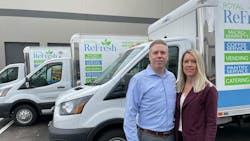 Royal Refresh founders Ryan and Michelle Harrington outside their vending, micro market and break room operation in 2021. Royal Refresh founders Ryan and Michelle Harrington outside their vending, micro market and break room operation in 2021.