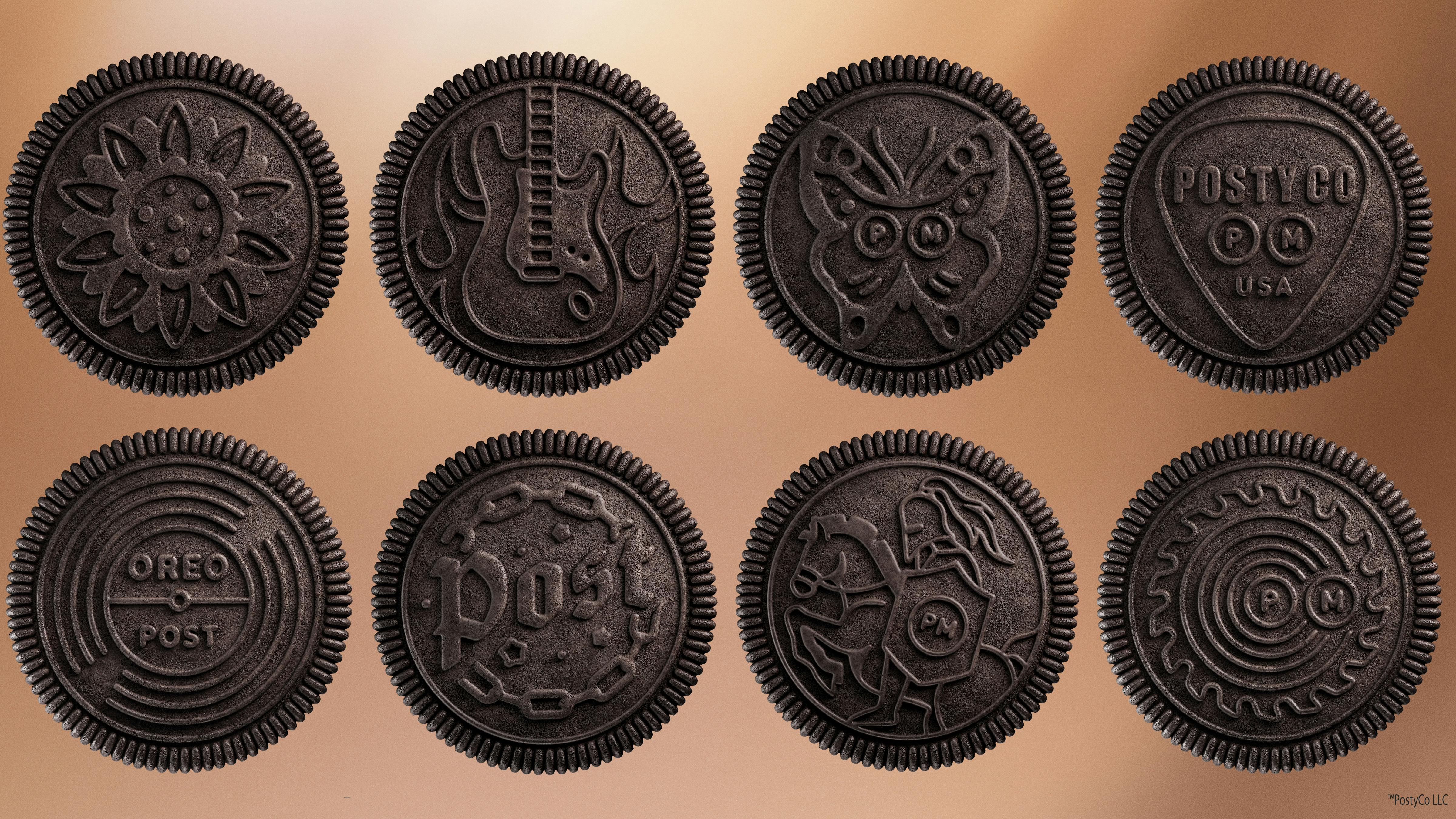 Some of the embossments handpicked by the Post Malone for his Oreo LTO are shown.