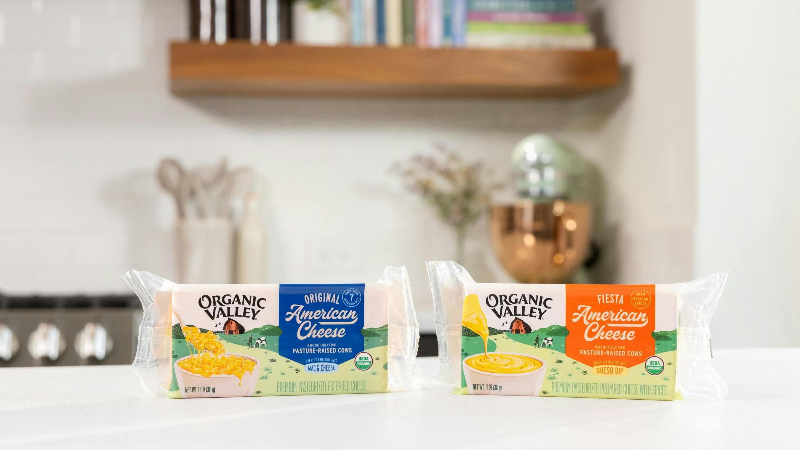 Organic American cheese blocks from Organic Valley