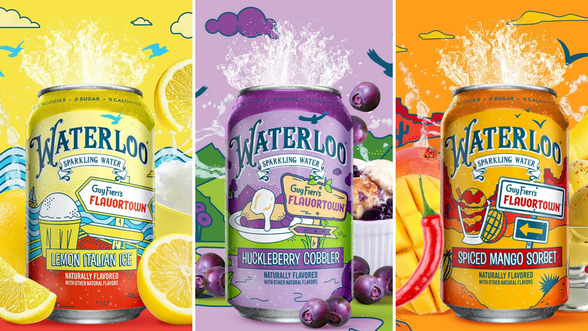 Waterloo Sparkling Water launches 3 limited-time flavors in collab with Guy Fieri