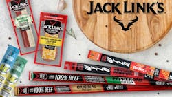 Jack Link’s clean-label, protein-packed product line includes new flavors such as Wild Frank’s RedHot chicken sticks and the Jack Link’s Duos, which include two flavors in one package. Jack Link’s clean-label, protein-packed product line includes new flavors such as Wild Frank’s RedHot chicken sticks and the Jack Link’s Duos, which include two flavors in one package.