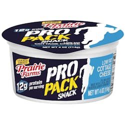 Prairie Farms Dairy’s ProPack Snack cottage cheese cups offer 12 grams of protein. Prairie Farms Dairy’s ProPack Snack cottage cheese cups offer 12 grams of protein.