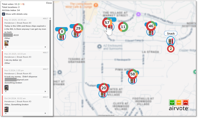 AirVote shows customer feedback in real time and allows operators to respond promptly. AirVote shows customer feedback in real time and allows operators to respond promptly.