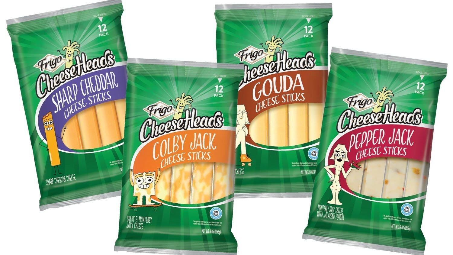Frigo Cheese Heads adds Sharp Cheddar and Pepper Jack to Snack Sticks line