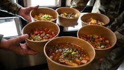 Fresh meals prepared by the autonomous machine are ready for Soldiers at Camp Walker, South Korea. Fresh meals prepared by the autonomous machine are ready for Soldiers at Camp Walker, South Korea.