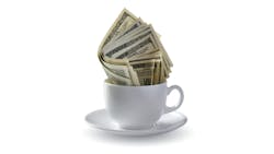 Money in coffee cup Money in coffee cup