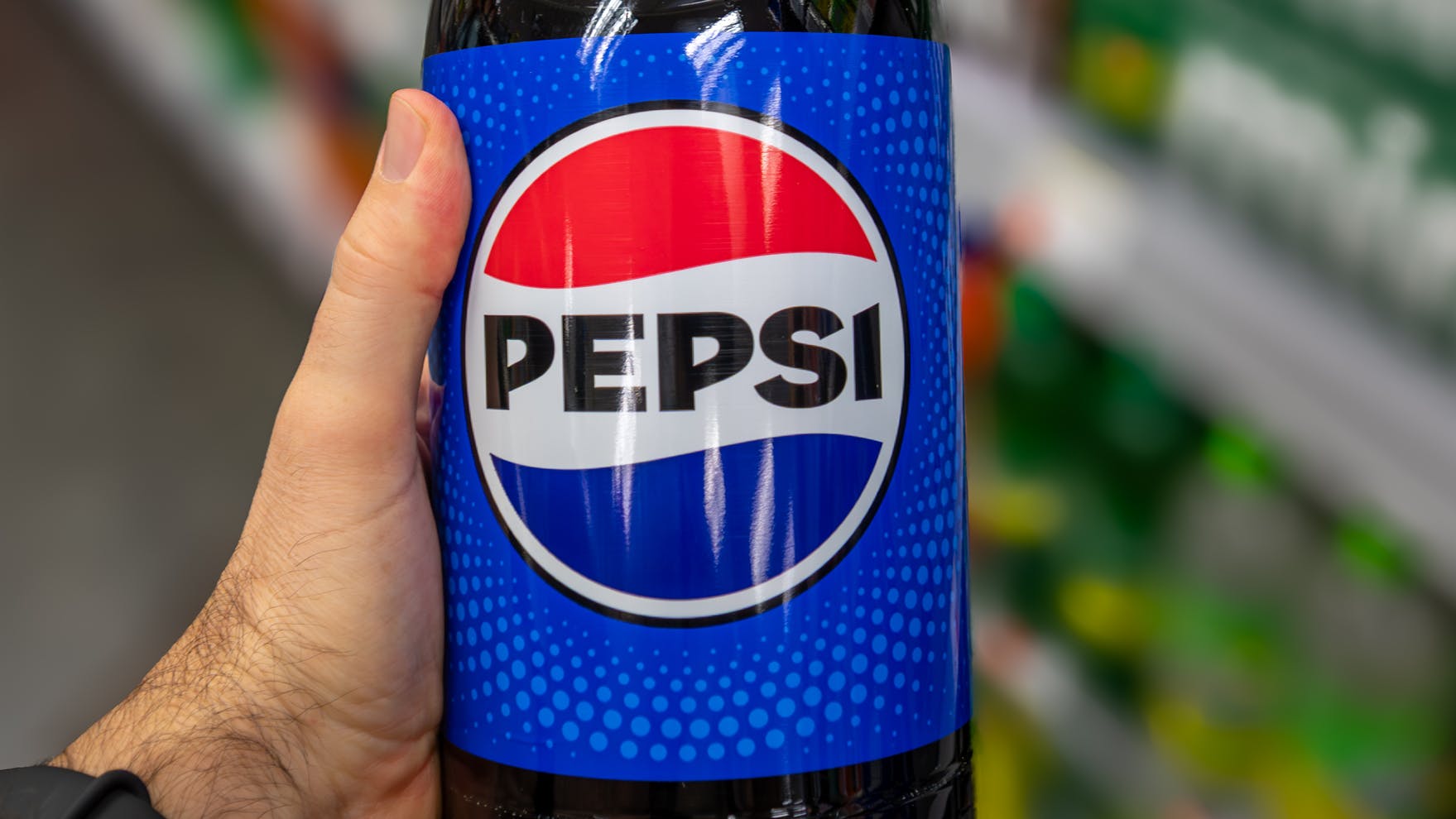 Pepsi bottle in grocery store