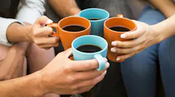 4 friends drinking coffee